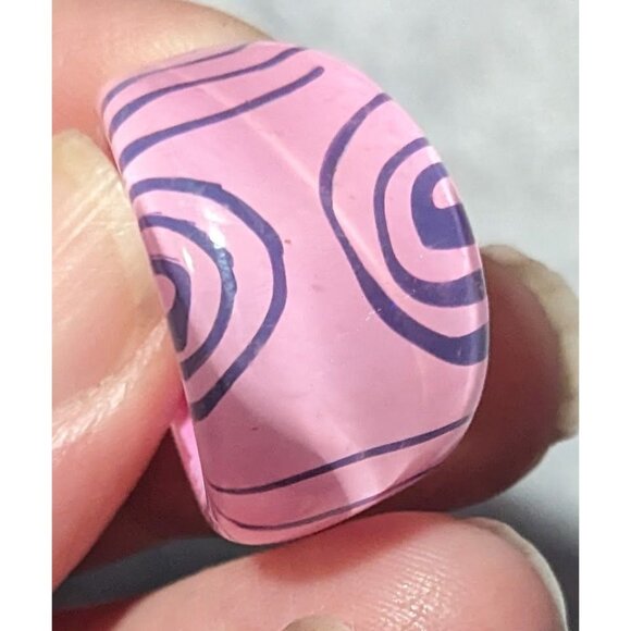 Bubblegum Pink And Purple Abstract Swirl Retro Chunky Ring Size 7 - Picture 13 of 13